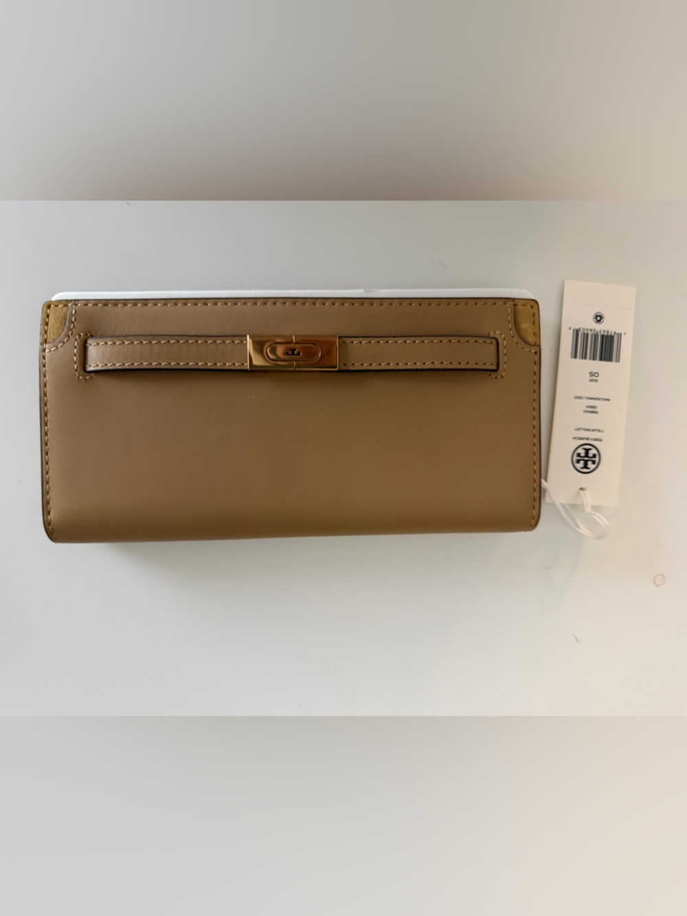 Tory Burch Saddle Brown Leather slim Turn-Lock Wallet